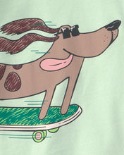 Cargar imagen en el visor de la galería, Skateboard Dog Cotton Short-Sleeve Snug Fit 4-Piece Pajama Set - Green
