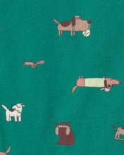 Cargar imagen en el visor de la galería, Skateboard Dog Cotton Short-Sleeve Snug Fit 4-Piece Pajama Set - Green