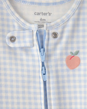 Cargar imagen en el visor de la galería, Peach Gingham 2-Way Zip 100% Cotton Sleep & Play Pajama - Blue