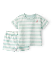Cargar imagen en el visor de la galería, 2-Piece Shark Striped Top & Short Set - Blue/Ivory