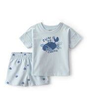 Cargar imagen en el visor de la galería, 2-Piece Crab Short-Sleeve Top & Short Set - Blue
