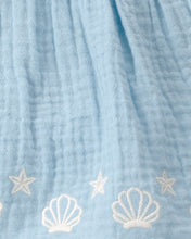 Cargar imagen en el visor de la galería, Shell Embroidered Gauze Bodysuit Dress - Blue