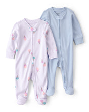 Cargar imagen en el visor de la galería, 2-Pack Ice Cream Sleep & Play Pajamas - Purple/Blue