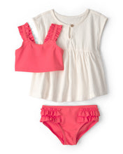 Cargar imagen en el visor de la galería, 3-Piece Tankini & Cover-up Set - Orange/Ivory