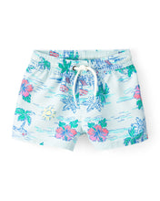 Cargar imagen en el visor de la galería, 2-Piece Tropical Beach Rashguard Trunk Set - Blue