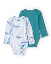 Cargar imagen en el visor de la galería, 2-Pack Whale PurelySoft Long-Sleeve Multipack Bodysuits - Blue