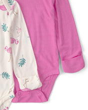 Cargar imagen en el visor de la galería, 2-Pack Flamingo PurelySoft Long-Sleeve Multipack Bodysuits - Pink/Ivory