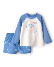 Cargar imagen en el visor de la galería, 2-Piece Shark Long-Sleeve Rashguard Swimsuit Set - Blue/White