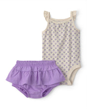 Cargar imagen en el visor de la galería, 2-Piece Bodysuit & Short Set - Purple/Ivory
