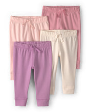 Cargar imagen en el visor de la galería, Paquete de 4 pantalones de algodón pull-on en rosa y morado