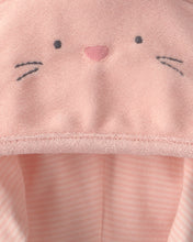 Cargar imagen en el visor de la galería, Bata de felpa francesa con capucha de conejito en rosa