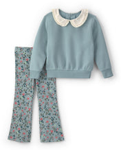 Cargar imagen en el visor de la galería, 2-Piece Floral Fleece Sweatshirt & Pant Set - Blue