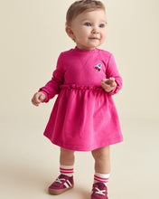 Cargar imagen en el visor de la galería, 3-Piece Cherry French Terry Long-Sleeve Dress Set - Pink