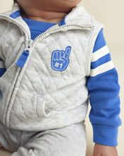 Cargar imagen en el visor de la galería, 3-Piece Varsity Quilted Layering Set - Grey/Blue