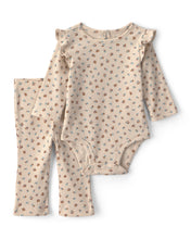 Cargar imagen en el visor de la galería, 2-Piece Floral Long-Sleeve Bodysuit & Pant Set - Cream