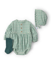Cargar imagen en el visor de la galería, 3-Piece Flannel Long-Sleeve Bubble Set - Green