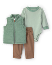 Cargar imagen en el visor de la galería, 3-Piece Corduroy Long-Sleeve Layering Set - Green/Brown