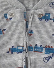 Cargar imagen en el visor de la galería, Train Cotton 2-Way Zip Thermal Sleep & Play Pajamas - Grey