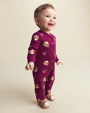 Cargar imagen en el visor de la galería, Bear 100% Cotton 2-Way Zip Sleep & Play Pajamas - Purple