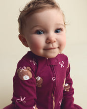 Cargar imagen en el visor de la galería, Bear 100% Cotton 2-Way Zip Sleep & Play Pajamas - Purple