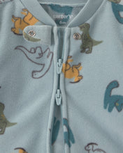 Cargar imagen en el visor de la galería, Fleece Dinosaur 2-Way Zip Sleep & Play Pajamas - Blue