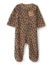 Cargar imagen en el visor de la galería, Leopard Fleece 2-Way Zip Sleep & Play Pajamas - Brown