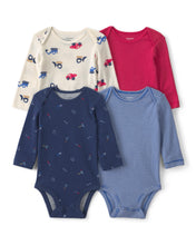 Cargar imagen en el visor de la galería, 4-Pack Construction Long-Sleeve Multipack Bodysuits