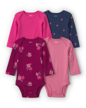 Cargar imagen en el visor de la galería, 4-Pack Floral Long-Sleeve Multipack Bodysuits