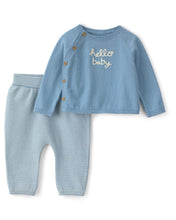 Cargar imagen en el visor de la galería, 2-Piece 'Hello Baby' Long-Sleeve Top & Pant Set - Blue