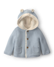 Cargar imagen en el visor de la galería, Bear Sweater Knit Hooded Jacket - Blue