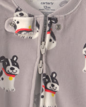 Cargar imagen en el visor de la galería, 1-Piece Dog 2-Way Zip DreamPlush Snug Fit Footed Pajama - Grey
