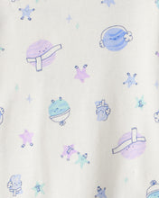 Cargar imagen en el visor de la galería, Space Star Print 100% Cotton Long-Sleeve Snug Fit 4-Piece Pajamas - White/Purple