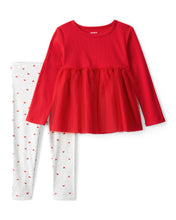 Cargar imagen en el visor de la galería, Valentine's Day Heart Long-Sleeve Tee & Pant Set - Red