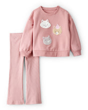 Cargar imagen en el visor de la galería, 2-Piece Fleece Cat Pullover & Pant Set - Pink