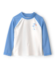 Cargar imagen en el visor de la galería, Palm Tree Long-Sleeve Rashguard Top - Blue/White