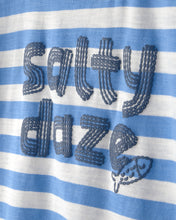 Cargar imagen en el visor de la galería, 'Salty Daze' Striped Graphic Tee - Blue/Ivory