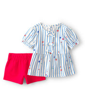 Cargar imagen en el visor de la galería, 2-Piece Strawberry Top & Short Set - Blue/Red