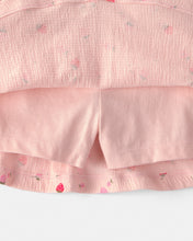 Cargar imagen en el visor de la galería, Conjunto De 2 Piezas De Playera Y Falda Con Fresas Rosa