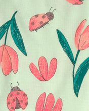 Cargar imagen en el visor de la galería, Ladybug Floral 100% Cotton Snug Fit 4-Piece Pajama Set - Pink/Green