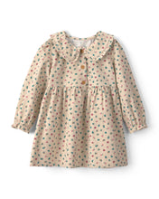 Cargar imagen en el visor de la galería, Floral Collared Corduroy Long-Sleeve Dress - Cream