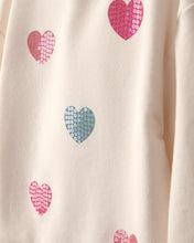 Cargar imagen en el visor de la galería, Toddler Girl Sequin Heart French Terry Pullover Sweatshirt - Cream