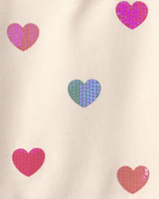 Cargar imagen en el visor de la galería, Toddler Girl Sequin Heart French Terry Pullover Sweatshirt - Cream
