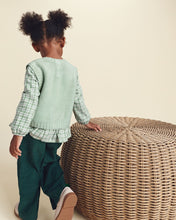 Cargar imagen en el visor de la galería, Toddler Girl 2-Piece Plaid Sweater Vest Top Set - Green