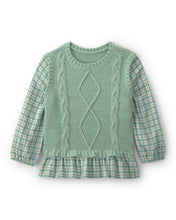 Cargar imagen en el visor de la galería, Toddler Girl 2-Piece Plaid Sweater Vest Top Set - Green