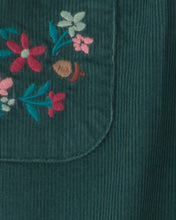 Cargar imagen en el visor de la galería, Toddler Girl Floral Corduroy Wide-Leg Pants - Green