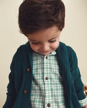 Cargar imagen en el visor de la galería, Toddler Boy Plaid Flannel Button-Down Shirt - Green/White