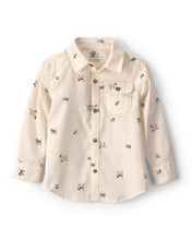 Cargar imagen en el visor de la galería, Toddler Boy Dog Long-Sleeve Button-Down Shirt - Cream