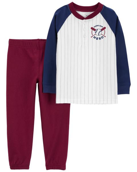 2-Piece Baseball Henley & Jogger Set