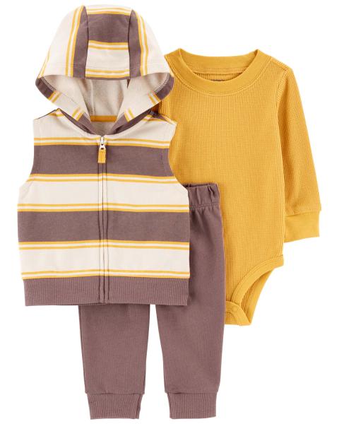 3-Piece Striped Little Vest Set