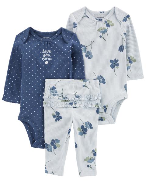 3-Piece Floral Bodysuit Pant Set